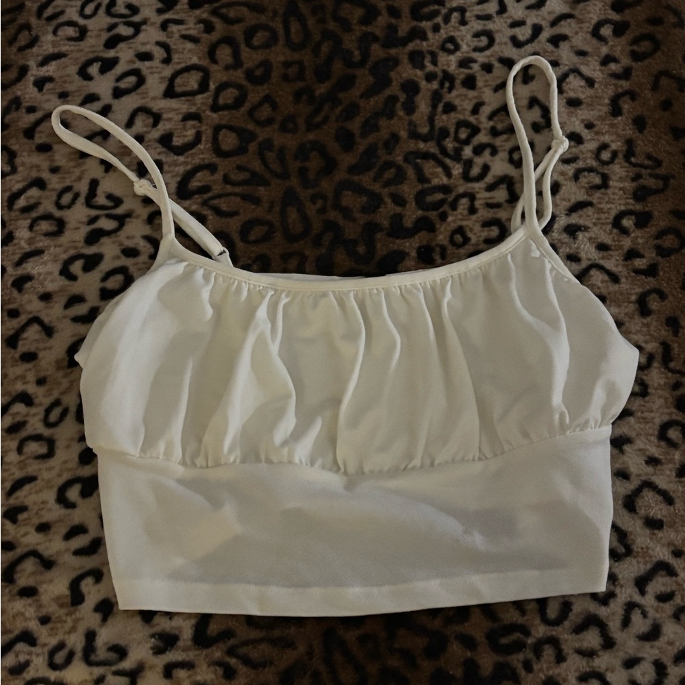 H&M White Crop Top With Spaghetti Straps